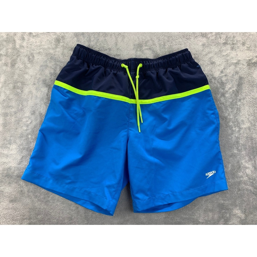 Speedo Swim Trunks MEDIUM  Shorts Blue Green Drawstring 31"